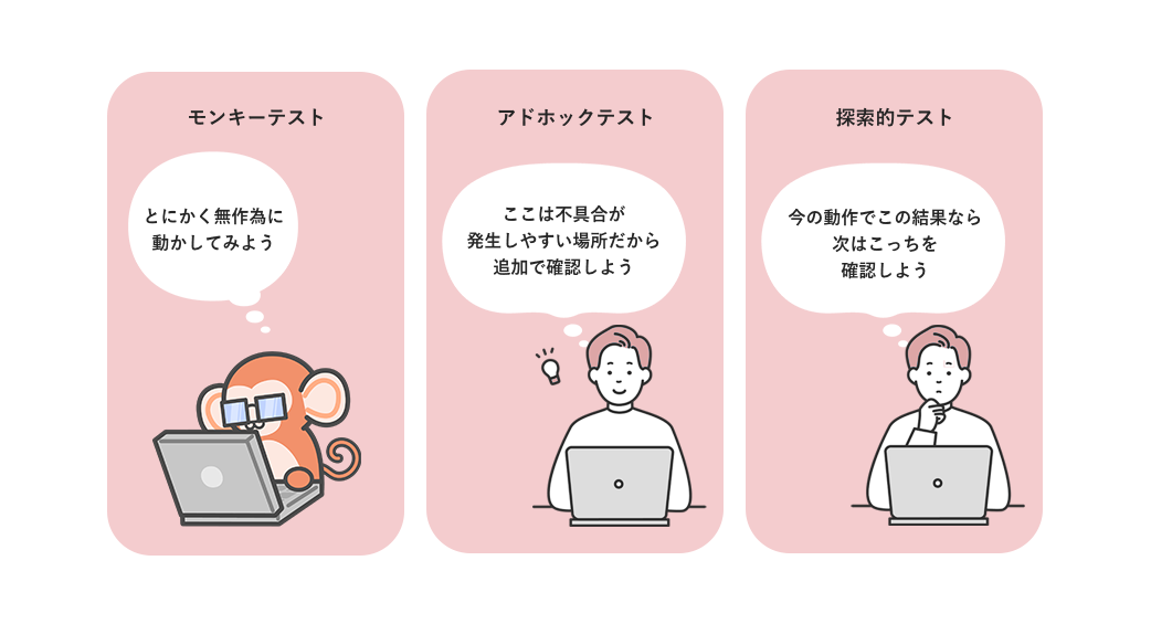 モンキーテスト・アドホックテスト・探索的テストの違い