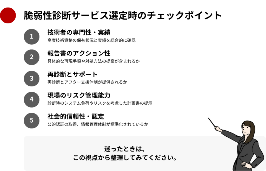 脆弱性診断サービス選定時のチェックポイント